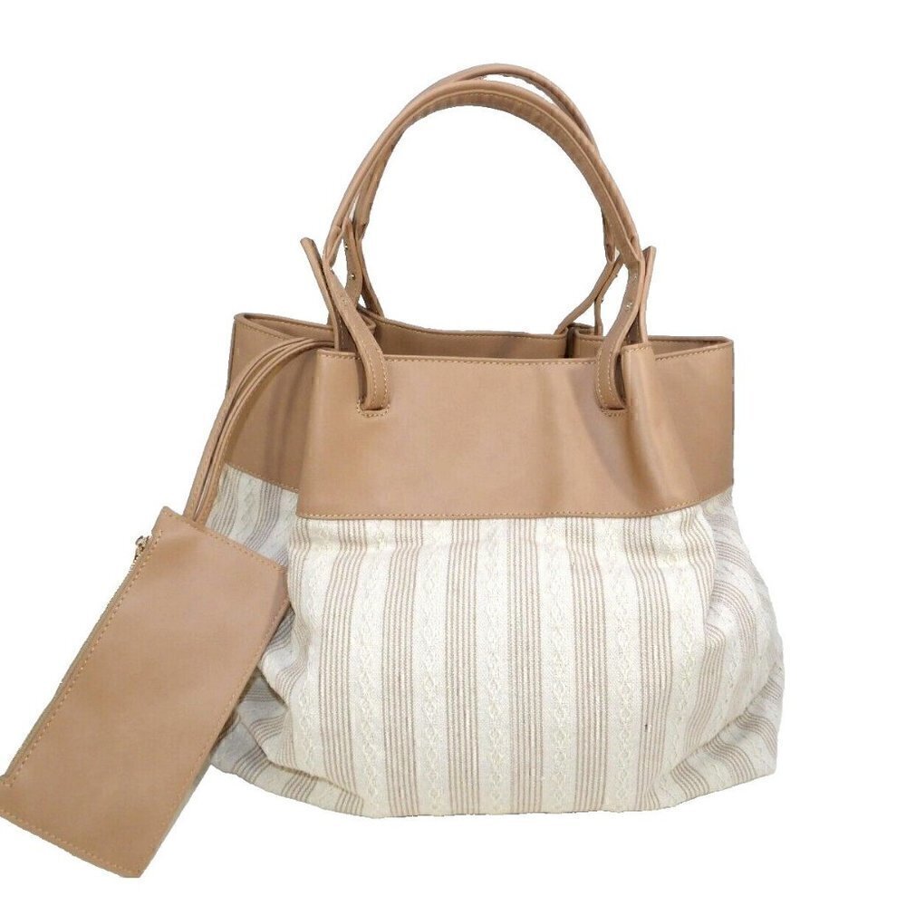 URBAN EXPRESSIONS brown & beige tote, handbag, purse man made materials, NEW